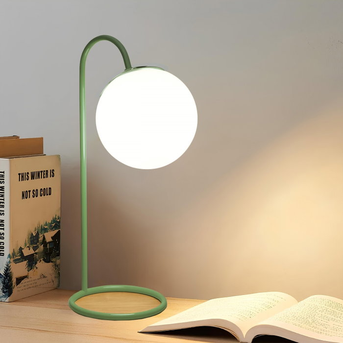 Opviq Lámpara de mesa color menta con cuerpo de metal y tapa de cristal